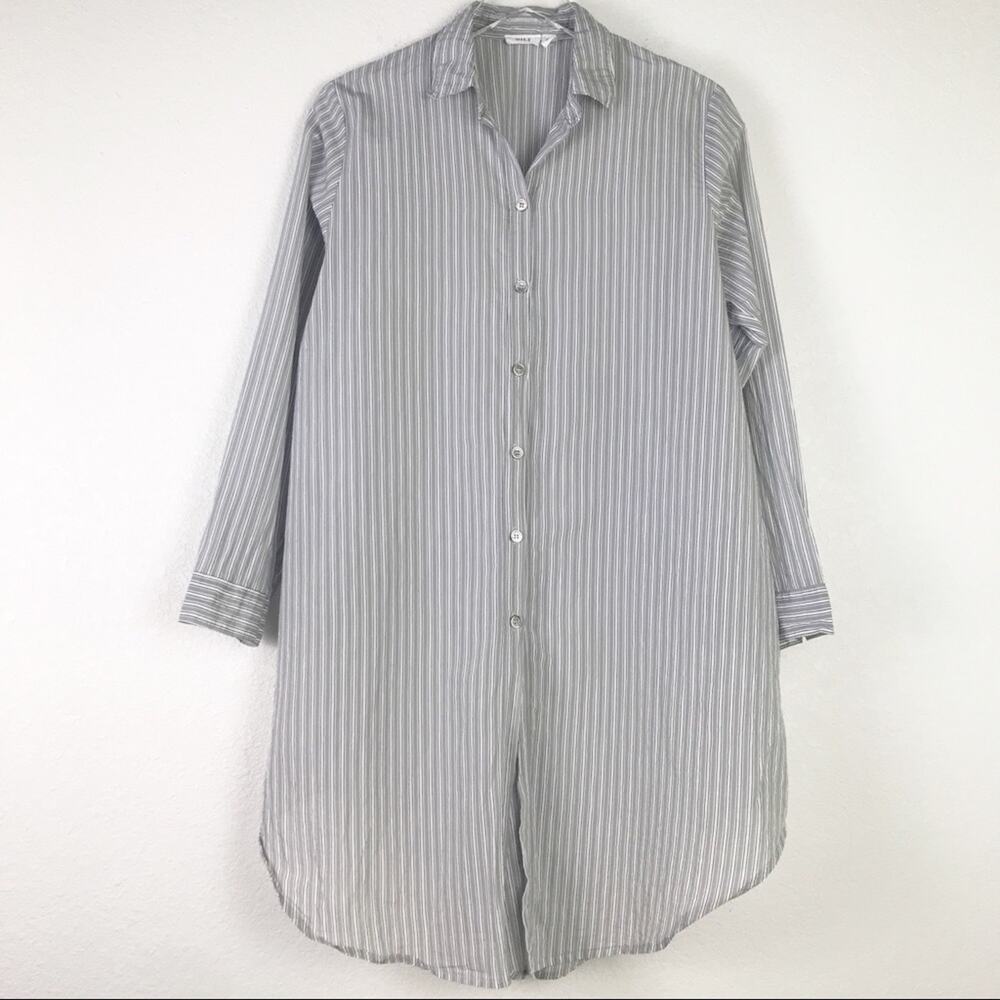 Wilt Lightweight Oversized Duster Long Sleeve Tunic Shirt Striped Lagenlook M